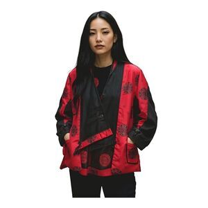 Unique Vintage Women's Asian Style Jacket Red and Black Tangzhuang